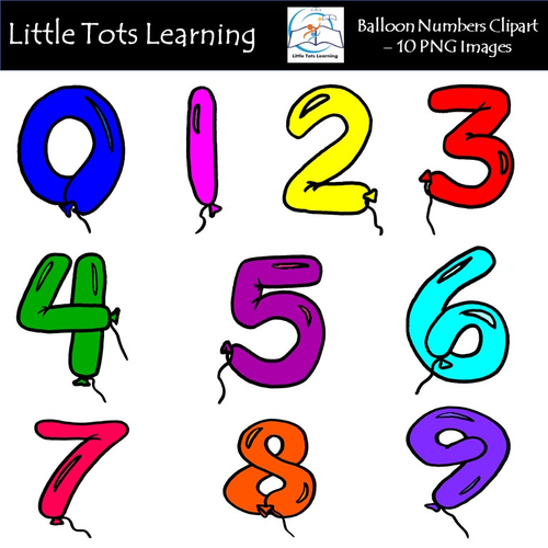 Balloon Numbers Clipart - Balloon Numbers - Commercial Use