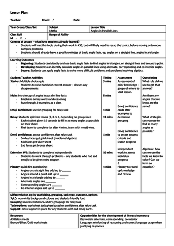 Angles in Parallel Lines Lesson | Teaching Resources