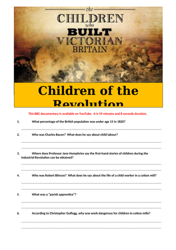 Children Of The Revolution The Children Who Built Victorian Britain Teaching Resources