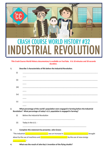 Crash Course World History The Industrial Revolution Teaching Resources