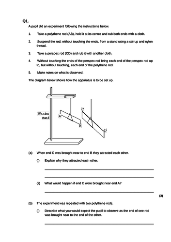 gcse aqa physics electricity revision worksheets ht 7 teaching resources