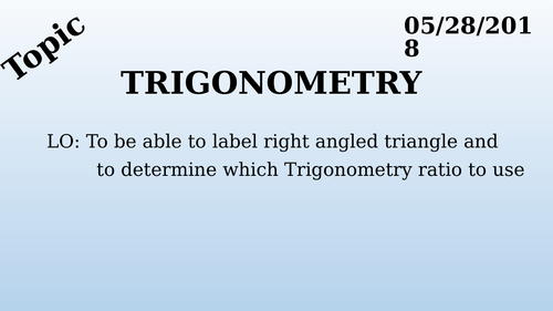 GCSE Foundation - Trigonometry Introduction (L1)