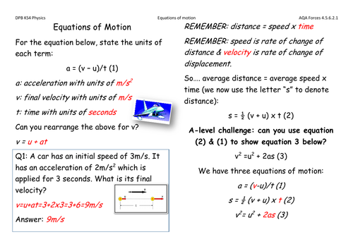 Equations of motion solutions