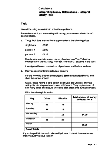 GCSE Edexcel Maths  Number Money