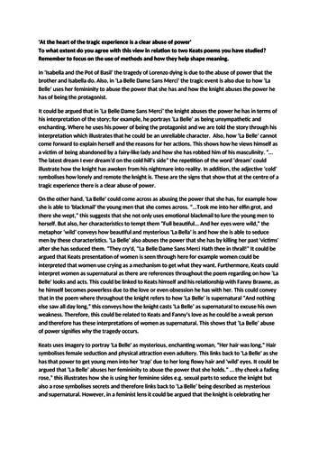 25 mark essay on the abuse of power in two Keats poems, aimed at A-level Literature students.