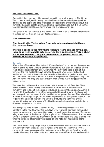 The Circle - Internet Safety, Social Media, Digital Literacy - Unit of Work