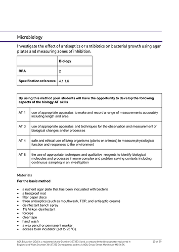 AQA Microbiology required practical sheets