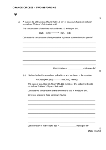 2018 AQA GCSE Chemistry Unit 1 (C1): Quantitative Chemistry - Titration ...