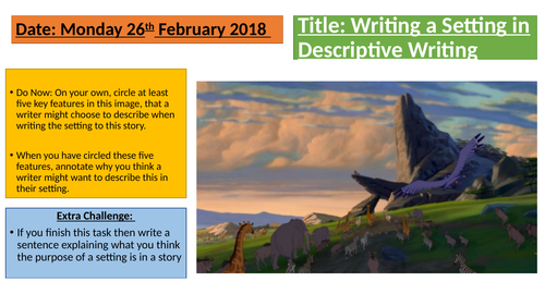Setting- Descriptive/ Creative/ Narrative Writing Lesson- KS3