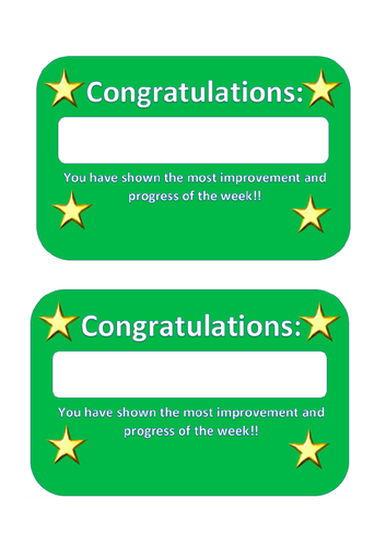 Progress Card- Reward card/ certificate for pupil behaviour