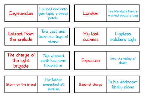 Poetry Dominoes for AQA English GCSE