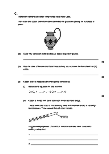 GCSE AQA Chemistry Atoms and Elements  Revision Worksheets