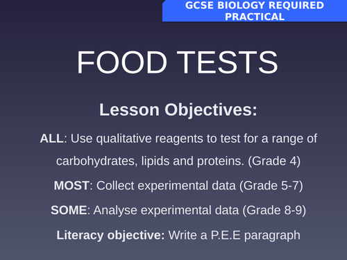 2018 AQA GCSE Biology Unit 1 (B1): Food tests Required Practical