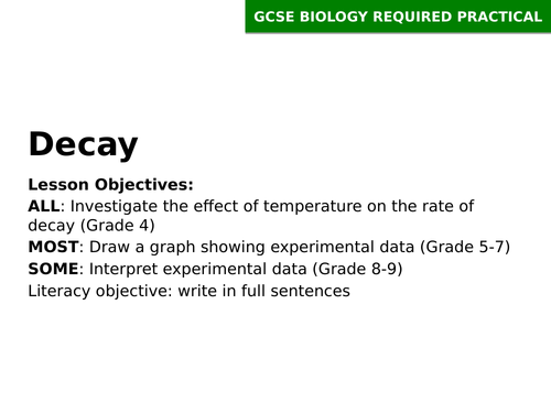 2018 AQA GCSE Biology Unit 2 (B2): Decay Required Practical
