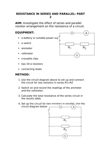 2018 AQA GCSE Physics Unit 1 (P1): Resistance - Series and Parallel Circuits Required Practical