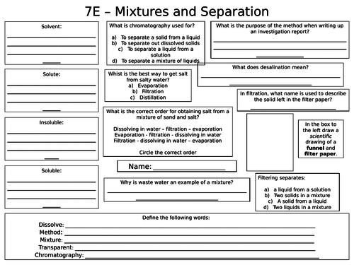 Year 7 Science - Chemistry Revision