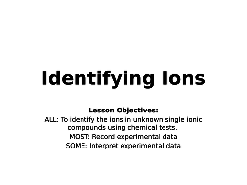 2018 AQA GCSE Chemistry Unit 2 (C2): Identifying Ions Required Practical