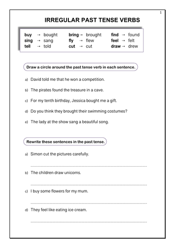 Irregular Past Tense Verbs | Teaching Resources