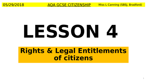 AQA GCSE CITIZENSHIP- Rights & Legal entitlements