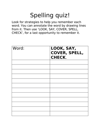 A resource to make spelling tests more fun!