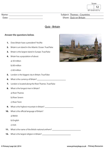 Quiz on Britain