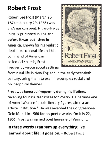 Robert Lee Frost Handout