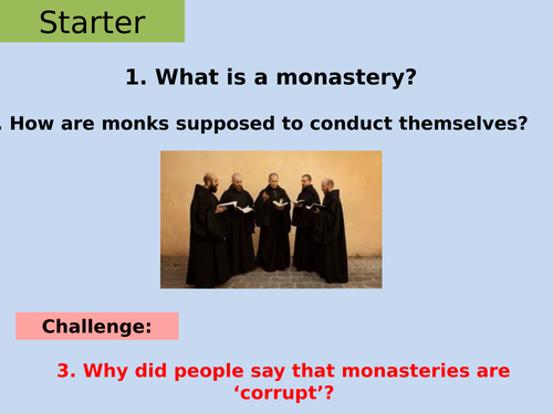 Dissolution of the Monasteries Lesson
