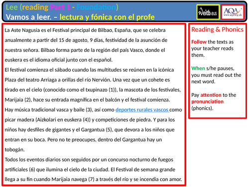 AQA GCSE Spanish - Reading Section A  (Foundation) answer strategy / Aste Nagusia