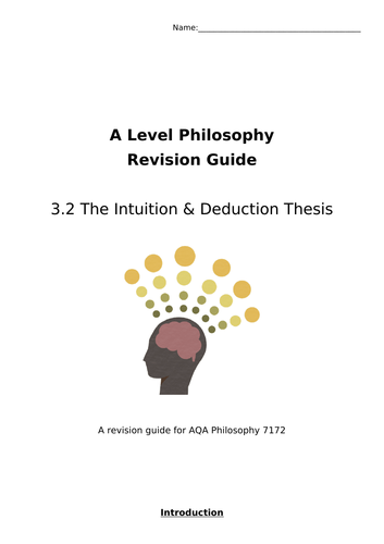 AQA A Level Philosophy Intuition and Deduction Revision Guide