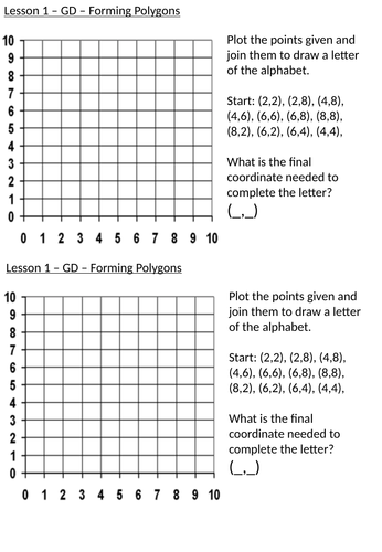 Translations and Coordinates - Year 4 Maths Planning and Resources