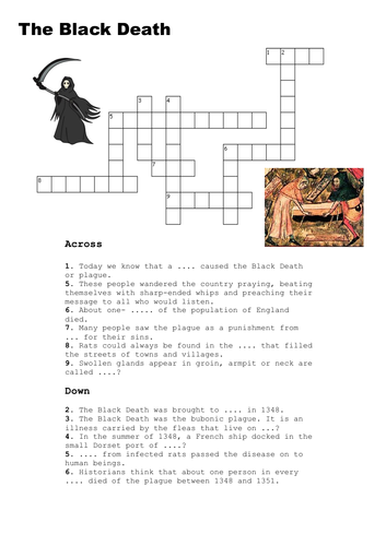 The Black Death Crossword Teaching Resources