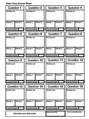 Maths Problem Solving Relay Activity (Key Stage 2 or 3)
