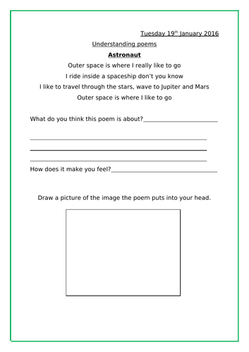 Poetry Comprehension about Space