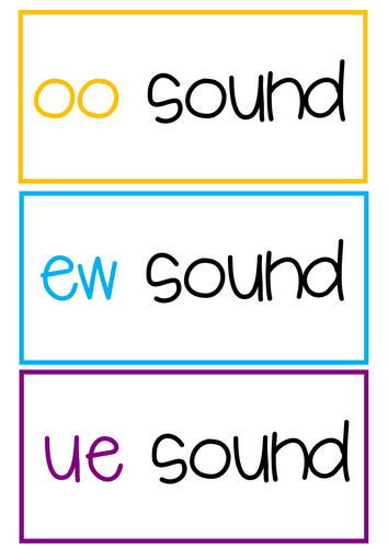 oo, ue and ew word sorting activity/display