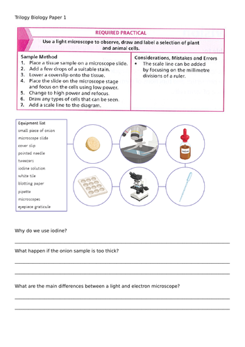 Trilogy Required Practical Booklet with Questions for Revision