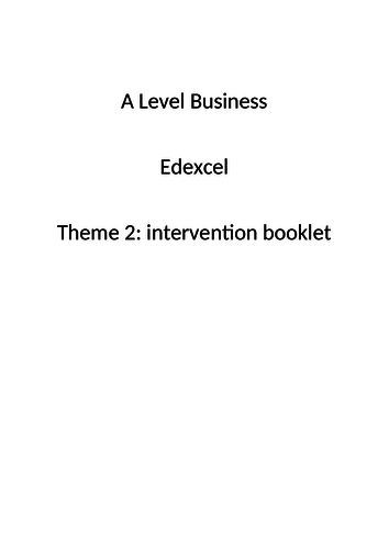 Edexcel A Level Business Theme 2 revision booklet