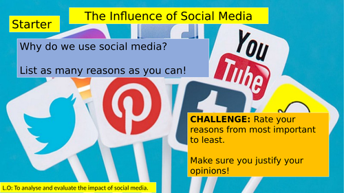 (KS3 7/8/9) Social Media Influences on Teenagers