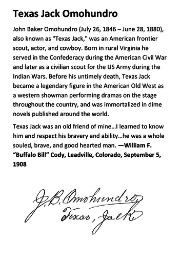 Texas Jack Omohundro Handout