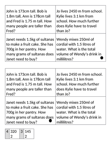 Metric conversions group work