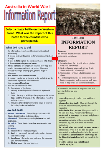 Information Report - Australians in World War I