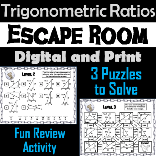 Trigonometric Ratios Game: Geometry Escape Room - Math