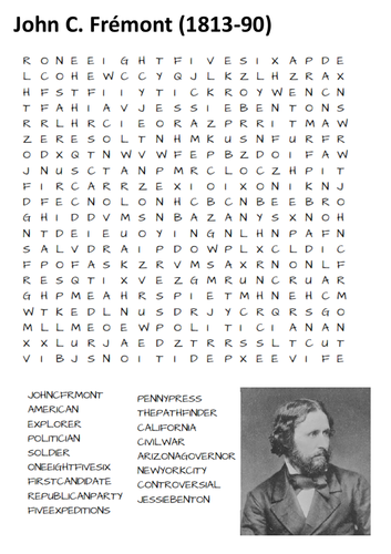 John C. Frémont Word Search