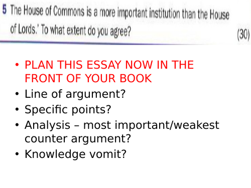 *NEW SPEC* AS Politics Component 2: Governing the UK Topic 2 Parliament