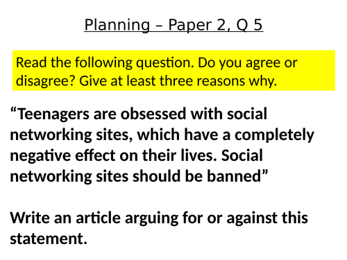 Language Paper 2 - Q5 Planning