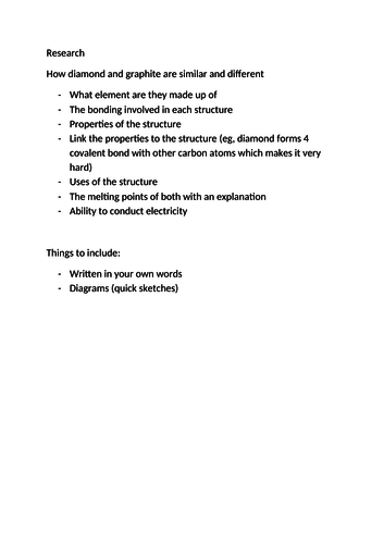 AQA 9-1 Chemistry Diamond and Graphite Research