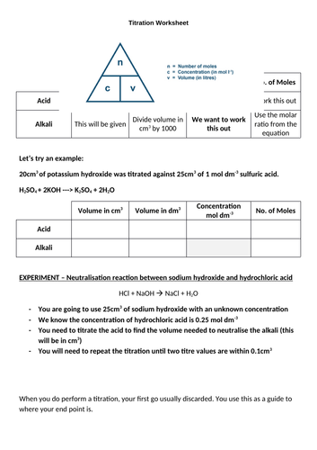 Titration Worksheet Answer Key 3219