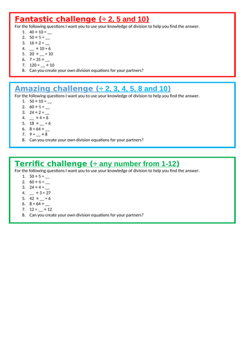 Multiplication and Division word problems LKS2 Maths weeks Planning and resources