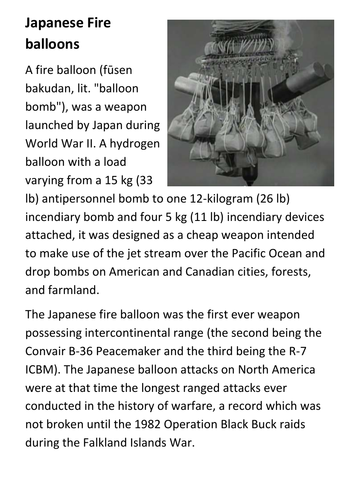 Japanese Fire balloons Handout