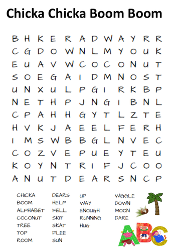 Chicka Chicka Boom Boom Word Search