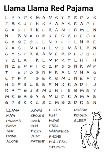 Llama Llama Red Pajama Word Search